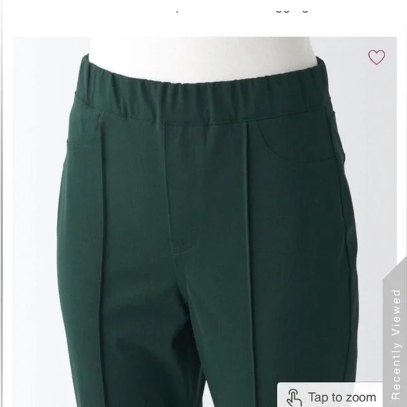 MUJI Women's Stretch Pintuck Flared Legging Pants - Picture 4 of 6